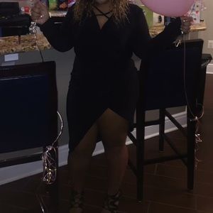 Black party dress with thigh slit